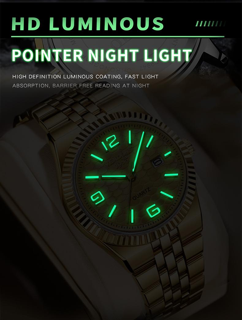 Men's Business Fashion Simulated Quartz Wristwatch with Diamond Accents Three-Dimensional Linear Grid Texture Luminous Display Date Function Water-Resistant Elegant Gift Box