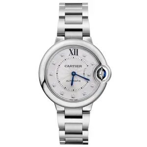 Cartier Ballon Bleu 33mm Stainless Steel Automatic Factory Diamond Bezel WE902074 WHP039891
