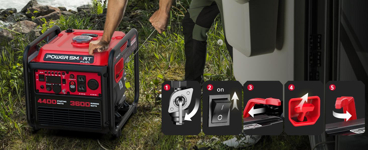 PowerSmart 4300/4400-Watt Portable Inverter Generator, Gas Powered, CO-Sensor, Hurricane season, Lightweight and Emergency Backup, Camping, EPA Compliant，DB5041/DL5040/DL5040C, generators for house power, house generators