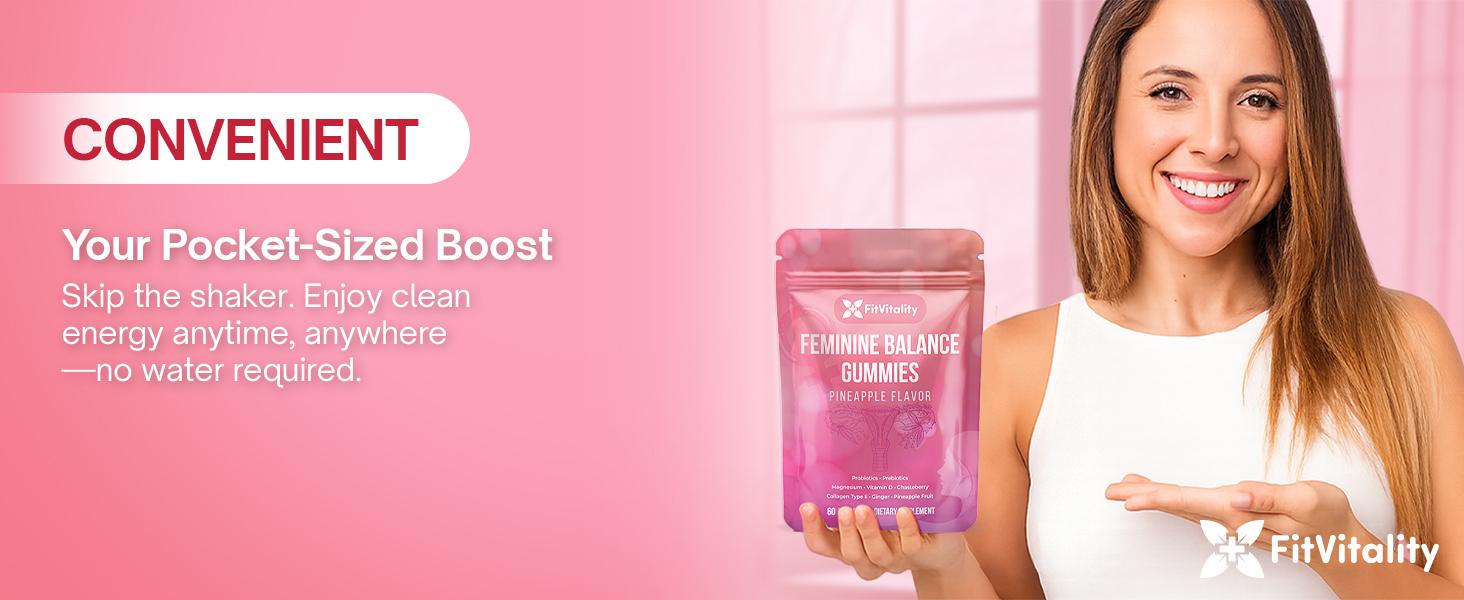 Premium 60 Feminine Balance Gummies – Vaginal Probiotics & Support Digestive Health – Probiotics, Collagen Type II, Chasteberry, Vitamin D & Magnesium – Gluten-Free, Natural Pineapple Flavor, Vegan