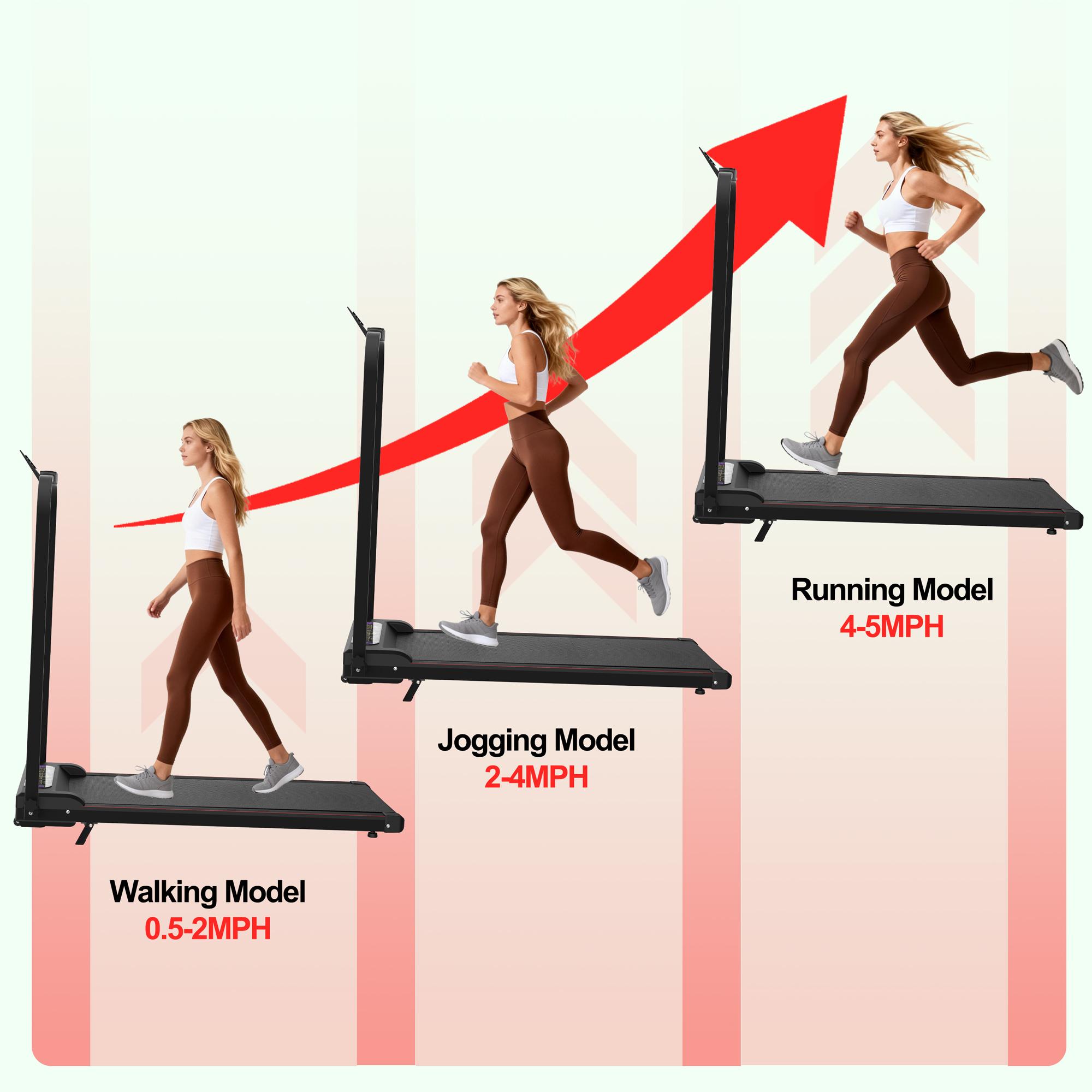 【SAVEYOUR】Foldable 2-in-1 Treadmill & Under Desk Walking Pad with Vibration Pad,Portable Treadmill with Handlebars, Incline & Remote for Home Cardio in Small Spaces, Office Apartment Fitness Equipment