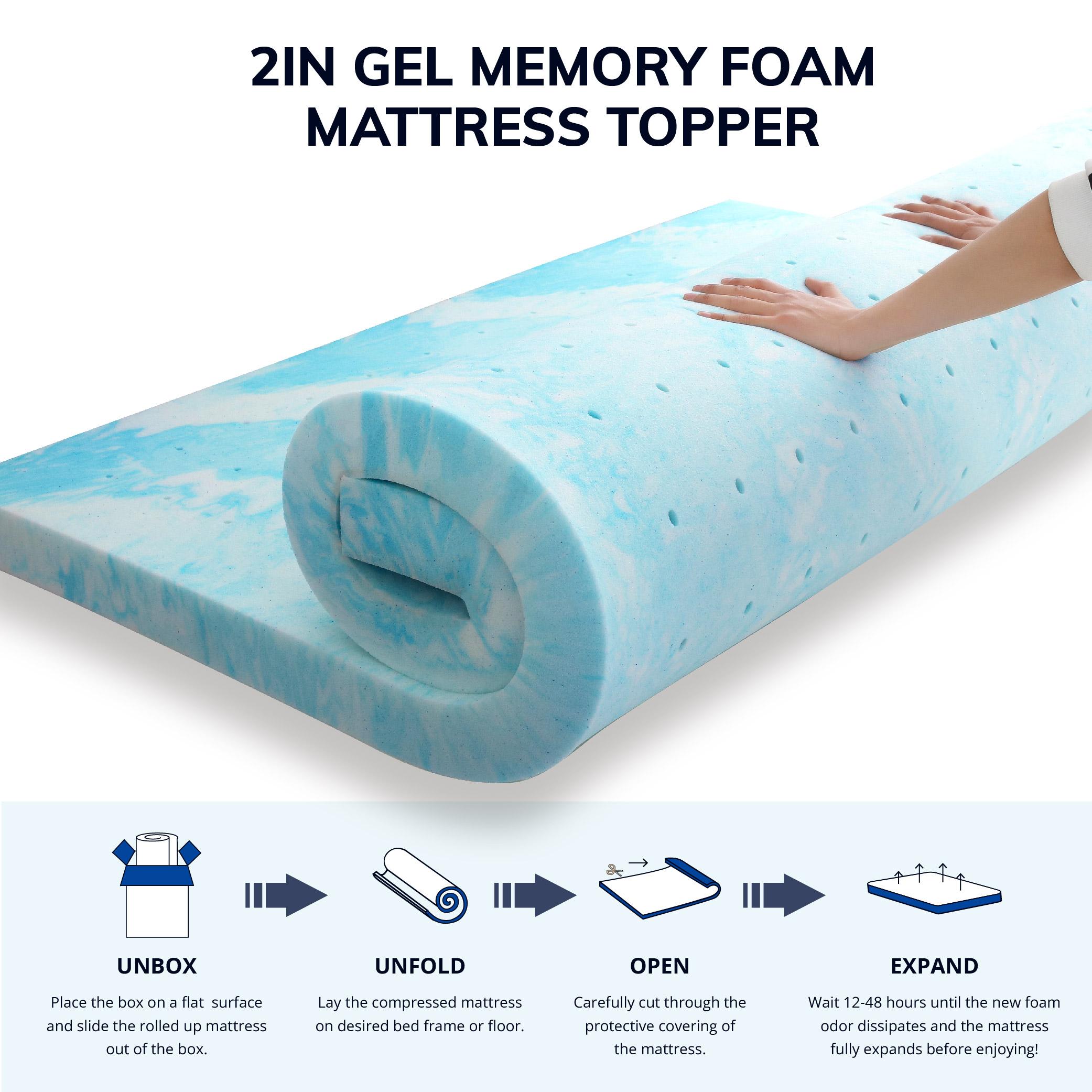 EGO Gel Memory Foam Mattress Topper, Blue - Upgraded Sleep Quality-Perfect Gift for a Cozy Sleep, 2/3 Inch Twin Full Queen King comfty bed Contour EGO Gel Memory Foam Mattress Topper, Blue - Upgraded Sleep Quality-Perfect Gift for a Cozy Sleep, 2/3 Inch Twin Full Queen King comfty bed Contour