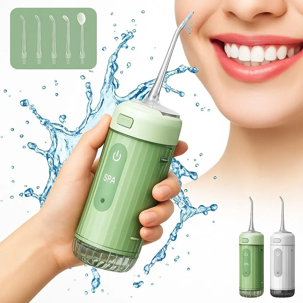 Portable Water Flosser - IPX7 Waterproof Cordless Oral Irrigator, 200ML Tank with Mirror, 4 Modes, Rechargeable, Auto Shut-Off, Interdental Cleaner for Youth, Home & Travel Deep Clean & Gum Health Care Teeth