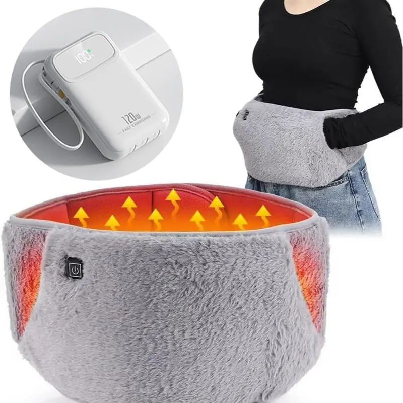 Heating Waist Belt, Electric Heated Waist Belt, Portable Heating Pad with Hand Pockets, Three Temperature Control Heat Patches