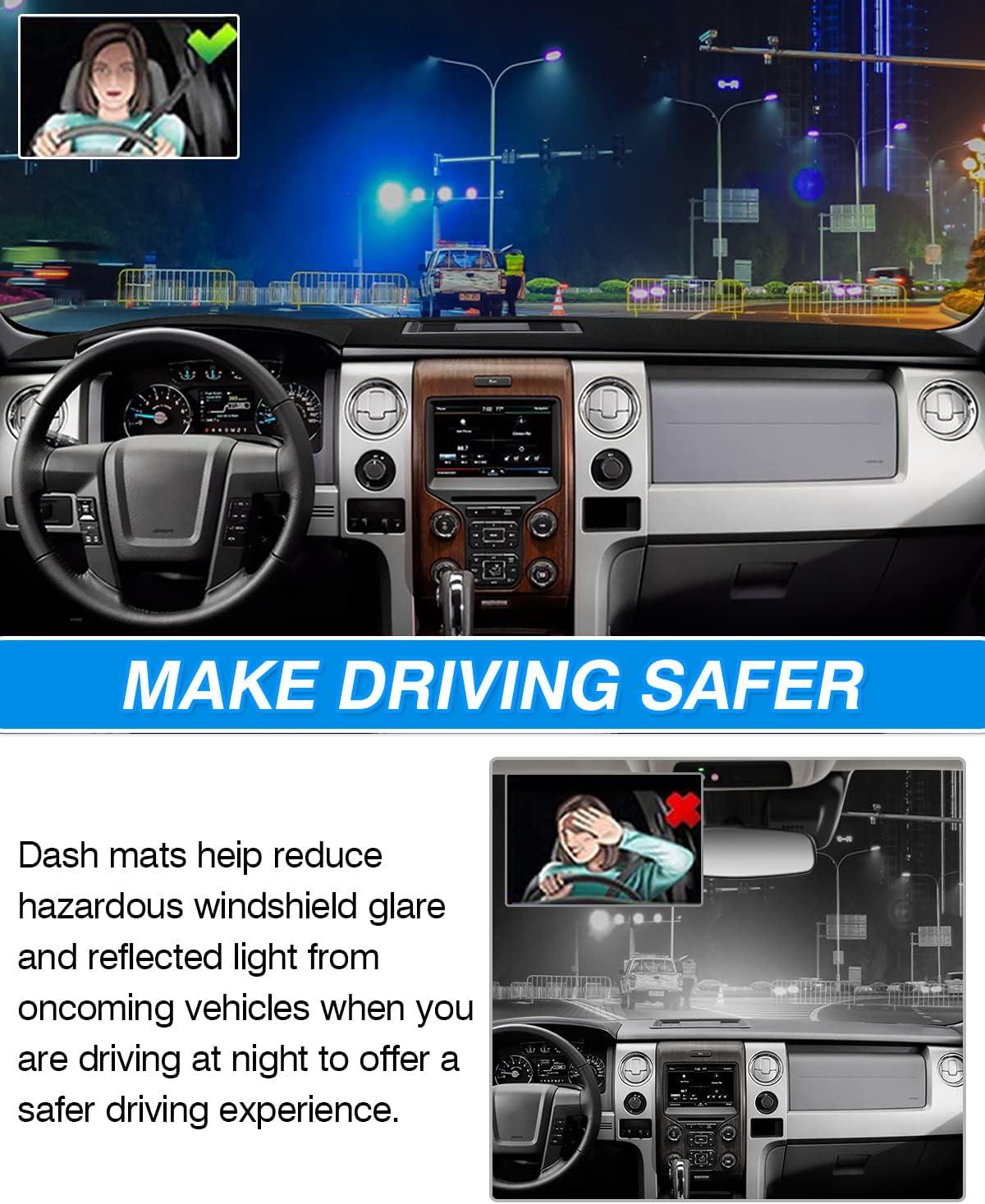 KUST Dash Cover Compatible with Ford F-150 F150 Pickup 2009-2014 Accessories Dashboard Cover Mat Non-Slip Pad Carpet Sunshield Protector (with Light Sensor)