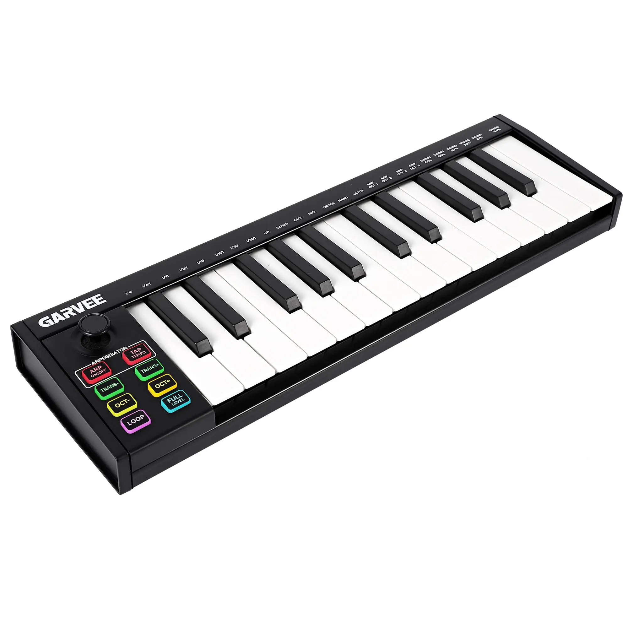 Garvee 25-Key USB MIDI Keyboard Controller, Drum Pad Electronic Keyboard with 8 Drum Pads, OLED Display, DAW Integration, Beat Making Tool for Music Production, Black, Drum Pad Electronic Keyboards