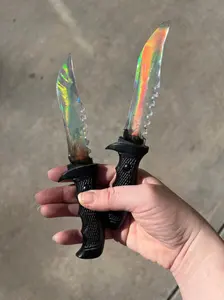 Iridescent Decorative Resin Fake Dagger Large 7.5 Inches Long Matte Black Finish Kaleidoscopic Iridescence Eye-Catching Addition to Any Space