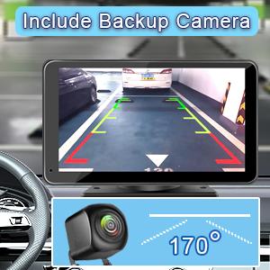 Portable Wireless with Apple CarPlay and Android Auto Screen for Car, 7" HD Touch Screen Car Stereo with Mirror Link, Bluetooth 5.2, Backup Camera, AUX,FM Transmitter for All Vehicle