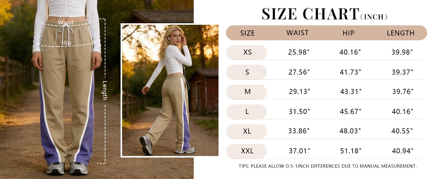 Mundoven Women's Wide-Leg Y2K Parachute Pants, Color-Block Baggy Athletic Sportswear Bottoms, Elastic Waist Womenswear with Comfortable Fabric Mundoven Women's Wide-Leg Y2K Parachute Pants, Color-Block Baggy Athletic Sportswear Bottoms, Elastic Waist Womenswear with Comfortable Fabric