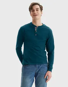 Hanes Beefy-t Men's Long Sleeve Henley Underwear Comfortable Fit Soft Stretch Fabric Breathable O5719