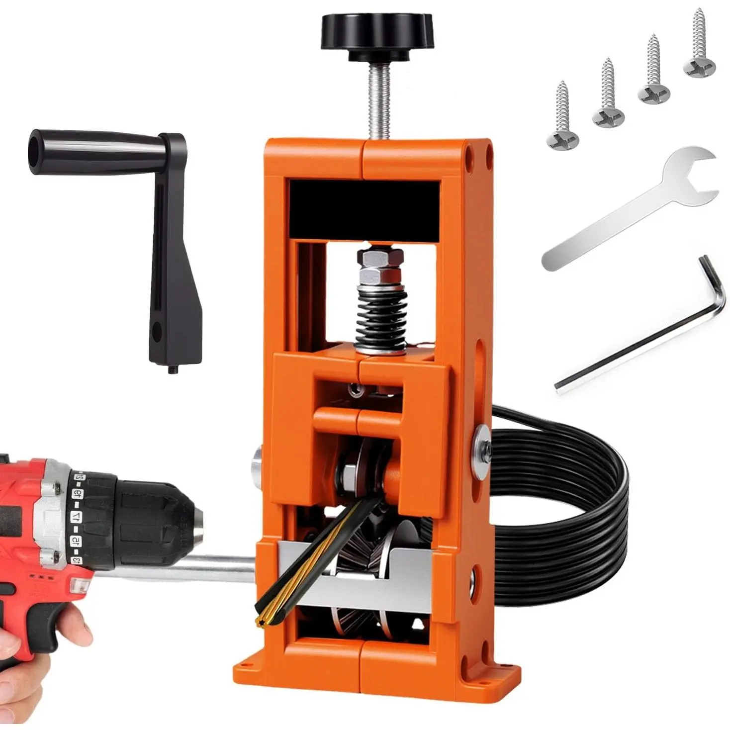Wire Stripper Machine,0.04-1 Inch Scrapping Copper Wire Peeler Machine, Drill Powered/Hand Crank Dual-drive Wire Stripper Tool for Scrap Copper Recycling & DIY etc.Diy Tools Wire Stripping Kit