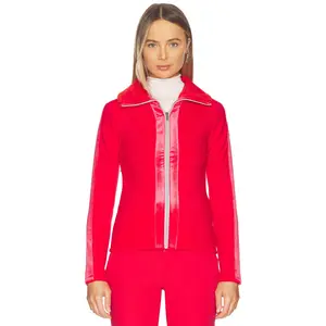 My Sunday Ski Ribbed Zip Up Mid Layer Jacket in Red