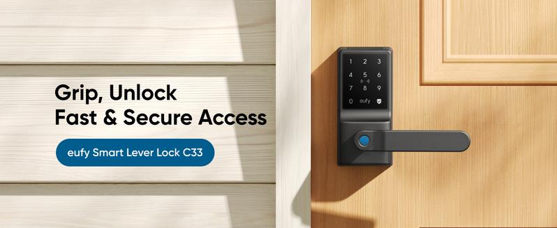eufy Smart Lock C33, Keyless Fingerprint Door Lock with Handle, Integrated Wi-Fi, Remote Control via App, Biometric Entry Knob, Auto-Locking, IP53 Waterproof (2025 New Version) eufy Smart Lock C33, Keyless Fingerprint Door Lock with Handle, Integrated Wi-Fi, Remote Control via App, Biometric Entry Knob, Auto-Locking, IP53 Waterproof (2025 New Version)