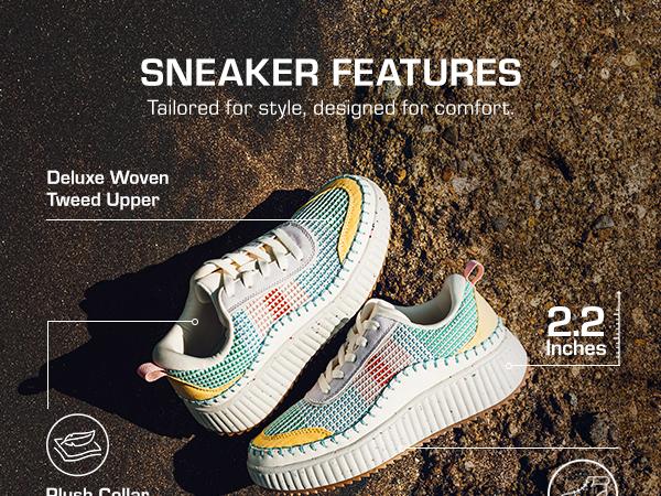 DREAM PAIRS [Arch] Women's Casual Sneaker Tweed-Effect Platform Chunky Sneakers Comfortable Lightweight Footwear Trainer Sports Shoes Running Walking Shoes Girl Training Athletic