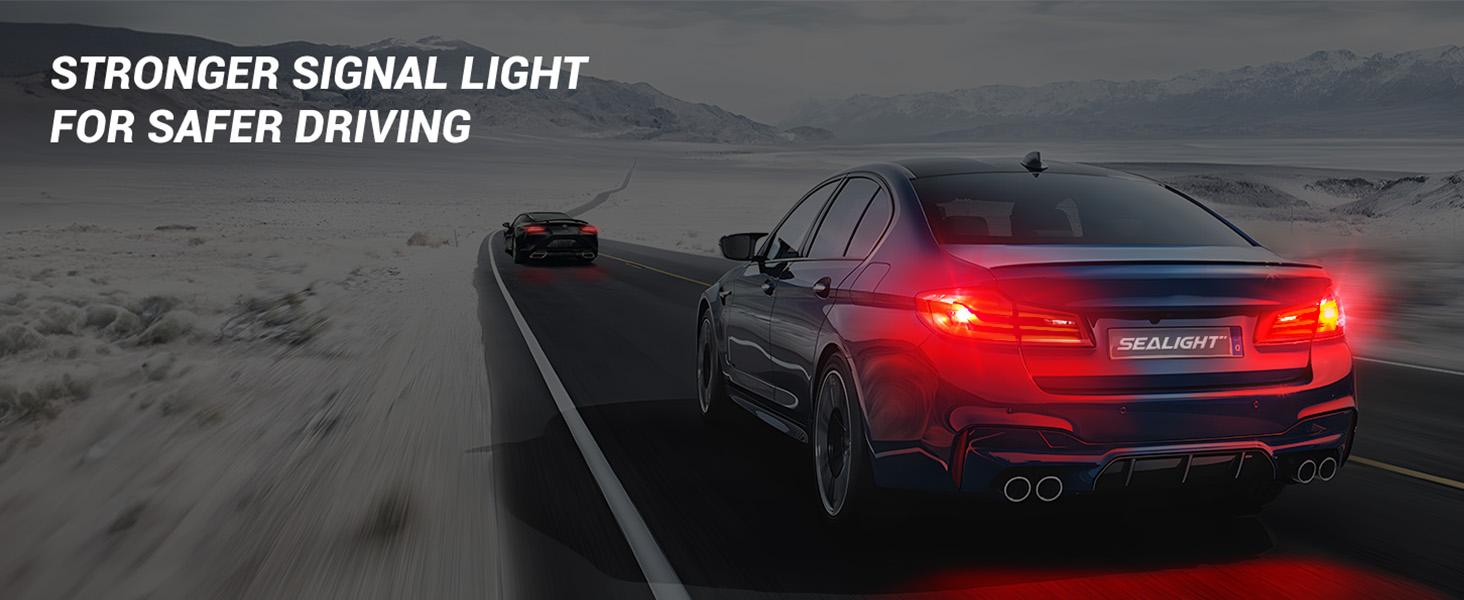 SEALIGHT 7443 7440 LED Bulb Red Brake Lights, T20 7441 7444 992 W, Projector Replacement, Pack of 2 for Tail Stop Parking and Enhanced Visibility