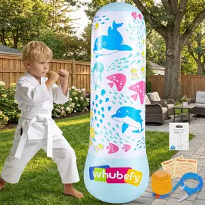 Whubefy Kids Inflatable Punching Bag with Foot Pump, Durable Thick PVC Material, Easy Quick Inflation, For 3+ Toddlers & Kids, Indoor Outdoor Play, Promotes Healthy Growth, Perfect Birthday Holiday Gift for Children, mothersdaygift