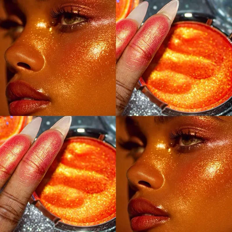 Creamy Cushion Molten Highlighter Radiant Luminous Buttery Makeup Cosmetic Orange Gold Chrome Tangerine Glass Skin Wet Look Sunset Summer Golden Hour Glow Fiery Citrus Sunset Eyeshadow Shimmer Dewy Balm Luxury Reflective Shine
