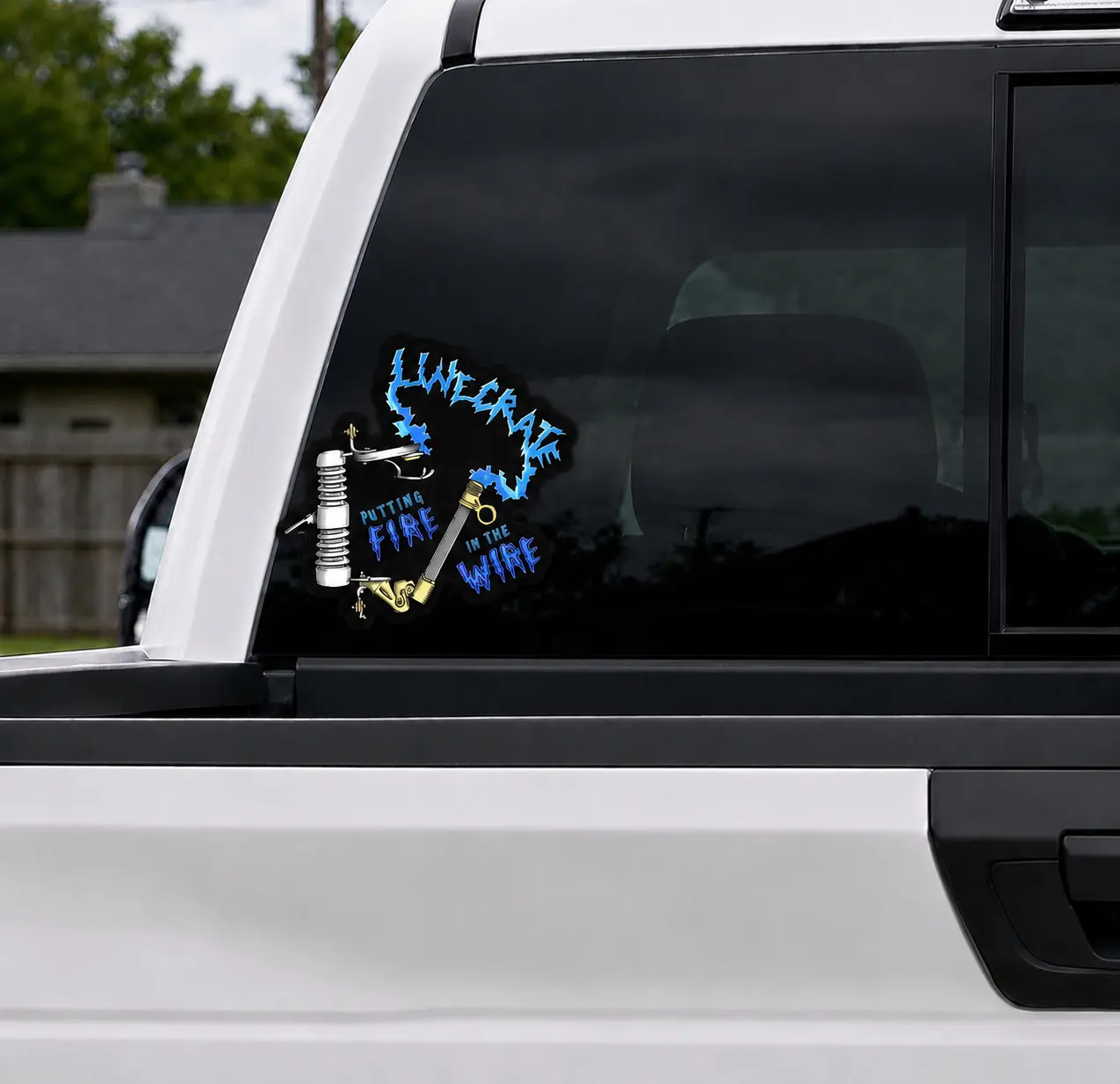 Putting Fire In The Wire Lineman Car Decal