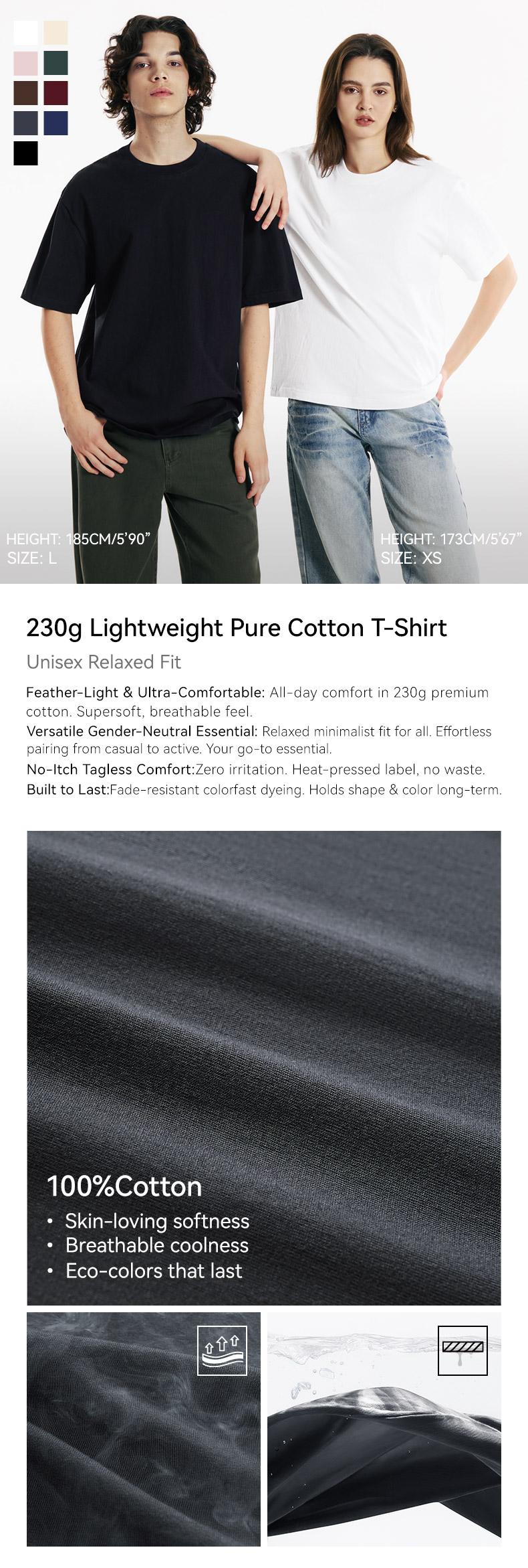 MIDMX Heavyweight Tshirt 230G 100% Cotton Solid Color Unisex Loose Fit Fade Proof Versatile Everyday Wear Men's Basic Tee Vintage Plant Dyed Menswear Black Friday deals Christmas Gift