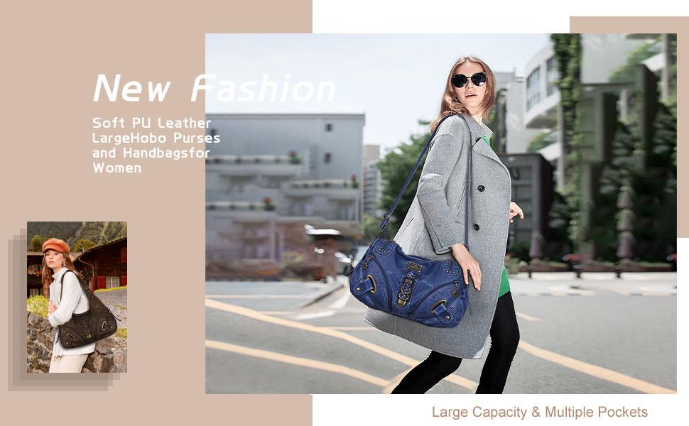 Angel Kiss Vintage Crossbody Bag (14"x5"x13") - PU Hobo Satchel Purse, Medium Lightweight Elegant Convertible Stylish Women's Work Bag, Ideal for Summer Daily Use & GF Gift,sohochic