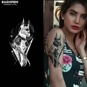 BAGHPBM Anubis Tattoo Stickers,2-pack, Waterproof, Long-lasting, and Realistic. Can Be Applied to Arms and Thighs, Lasts 7-15 Days. Non-toxic, Unisex, Trendy Tattoo Stickers temporary tattoos fake tattoos