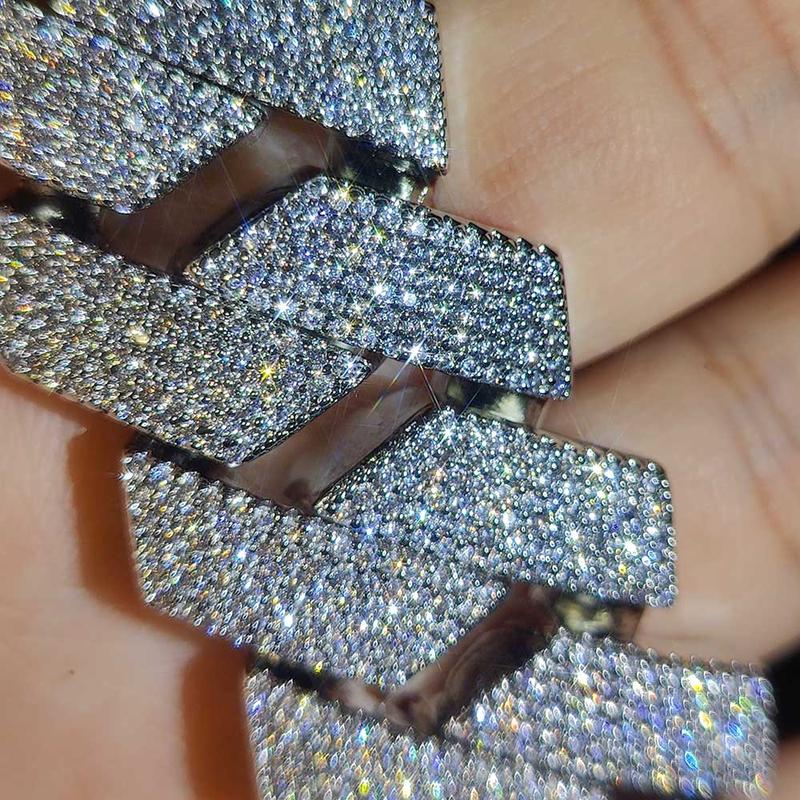 Pass Diamond Test GRA Moissanite 25mm Wide 6Rows 925 Solid Silver Cuban link chain for Rapper Hip Hop VVS Iced Out Necklace Pass Diamond Test GRA Moissanite 25mm Wide 6Rows 925 Solid Silver Cuban link chain for Rapper Hip Hop VVS Iced Out Necklace