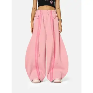 Stripe Super Baggy Sweatpants Oversized Barrel Pants Vintage Wide Leg Elastic Waist Lantern Trouser Unisex 9.21