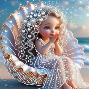 5D Diamond Painting Kits for Adults,Special Shape Diamond Art Kits for Shell Girl,DIY Crystal Art Drill Diamond Dots Paint by Diamonds Gem Painting for Home Decorr 12 X 12Inch