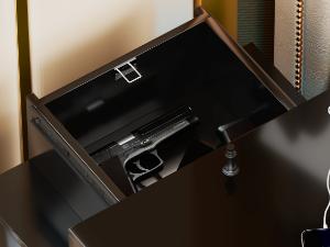 Miuvanity Nightstand Gun Drawer with USB & Type-C Port, LED Light, Modern Design for Office & Bedroom Storage, Includes Charging Station Bedside Table