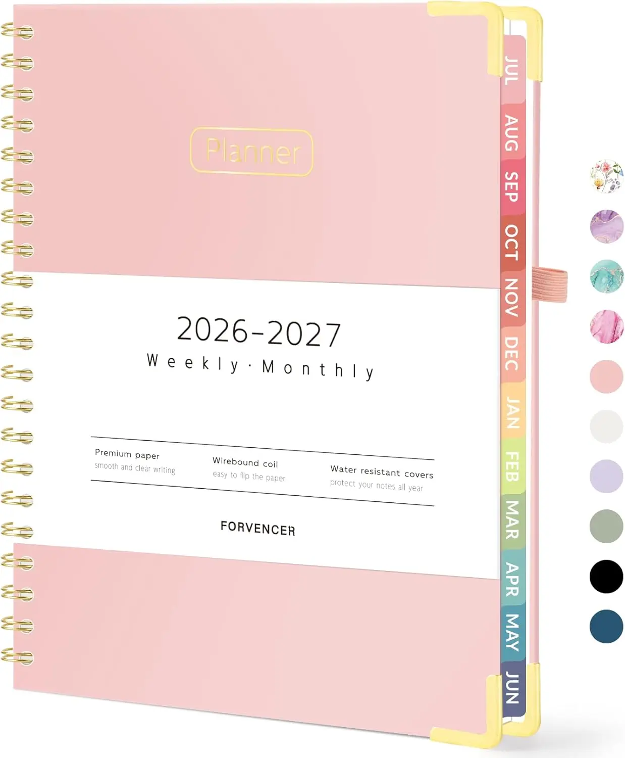 Forvencer 2026-2027 Hardcover Academic Planner, 8.5"x11" Jul 2026-Jun 2027 Calendar, Weekly & Monthly Organizer with Tabs, Daily Agenda Book for Students, Office Stationery Appointment Planner, Pink