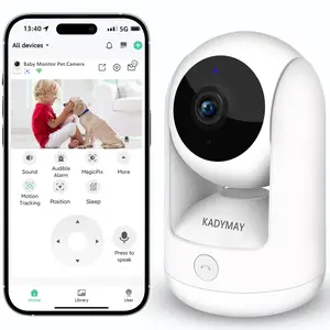 Kadymay Pet Camera/Dog Camera w/Motion Tracking Indoor Camera w/ 1-Key-Call 2K HD Baby Monitor w/Pan/Tilt Rotating Live Video&Playback with Phone App WiFi Wireless Cameras for Home Security