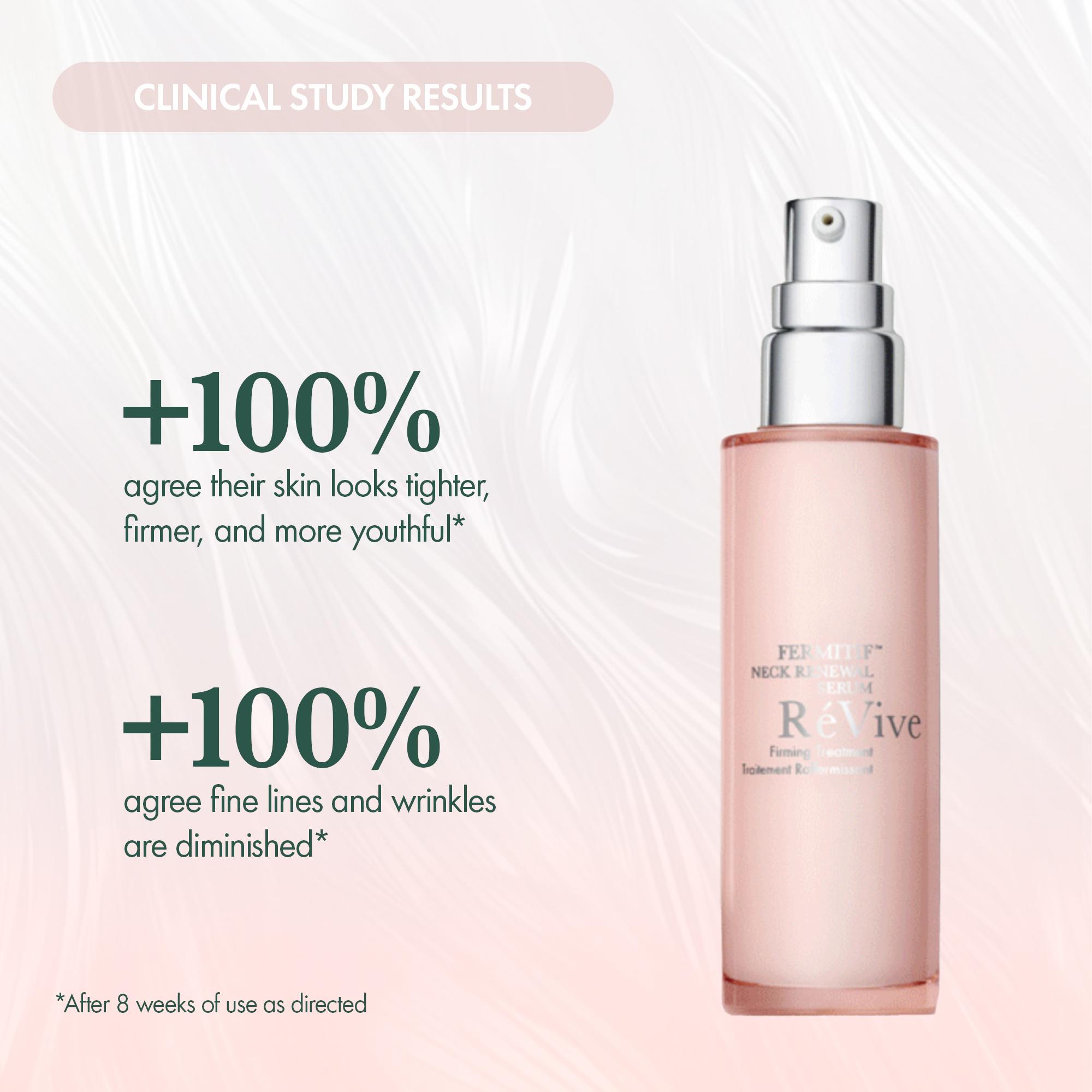 RéVive Fermitif Neck Serum & Neck Cream Duo - Anti-Aging, Reduces Fine Lines & Smooths Skin - Neck Renewal Cream (2.5 Oz) & Neck Renewal Serum (1.7 Oz) & Dual End Applicator Brusch