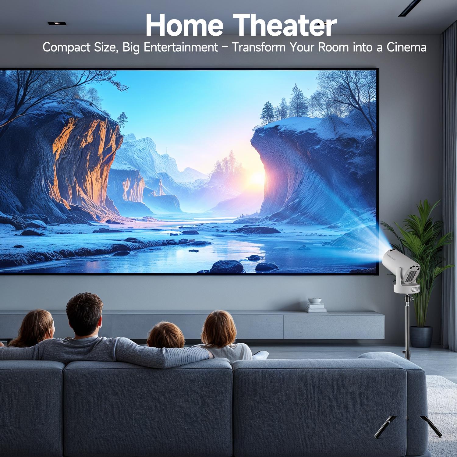 HY300Pro+ Portable Projector 290ANSI 8K/4K/1080P Decode Allwinner H726 2.5&5.8G Dual WiFi6 Smart Android 14 BT5.4 Native 1280*720P Built-in Speaker Auto Keystone Correction Home Cinema Movie