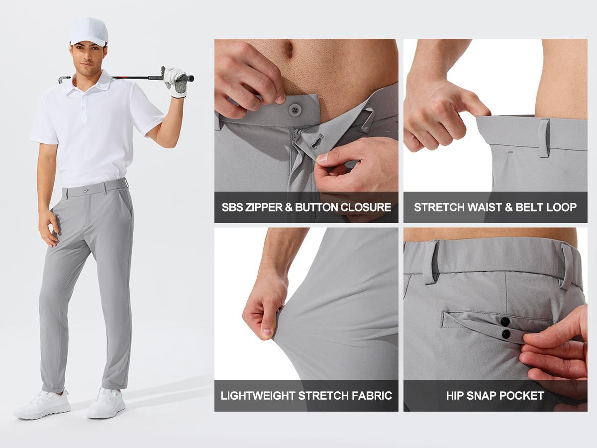 Men's Golf Pants 30"/32"/34" Inseam Lightweight Stretch Work Dress Pants Quick Dry Breathable Moisture Wicking Fabric for Spring Summer Fall