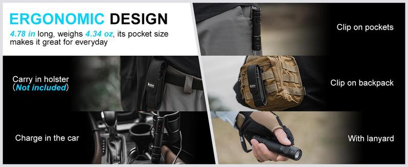 WUBEN C3 1200 Lumens EDC Portable Outdoor Flashlight with Strobe, USB-C Rechargeable, 6 Modes, Long Battery Life, Waterproof – Perfect for Camping, Emergencies, Hiking, Outdoor Use, TiktokShopBlackFriday