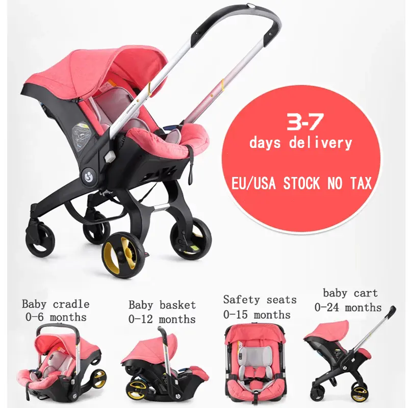 1-24 Months Multifunctional Newborn Stroller, 4-in-1 Cradle Sling Basket Seat, Infant Travel System for Newborns