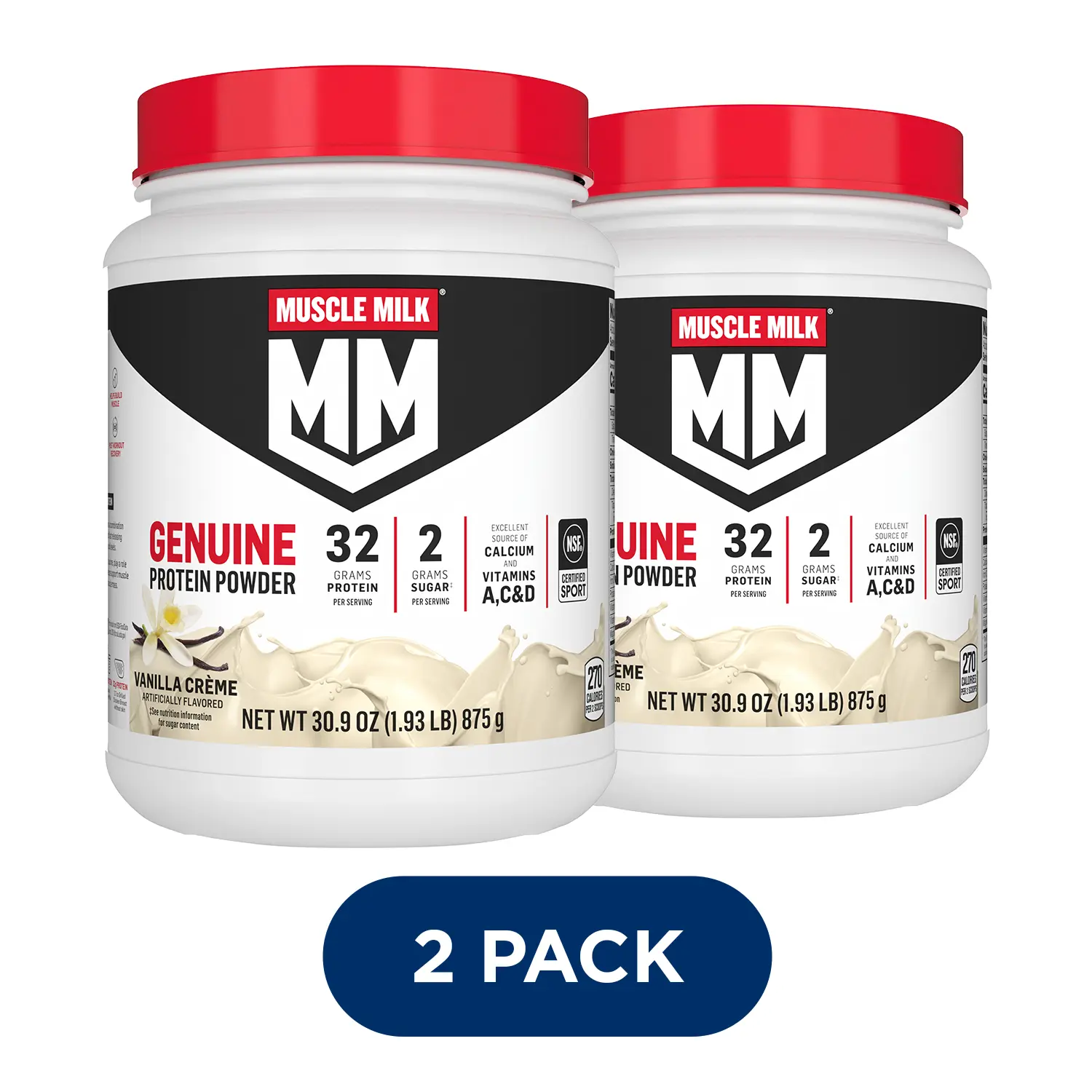 Muscle Milk Genuine Protein Powder Vanilla Crème | 30 oz | 2 Pack