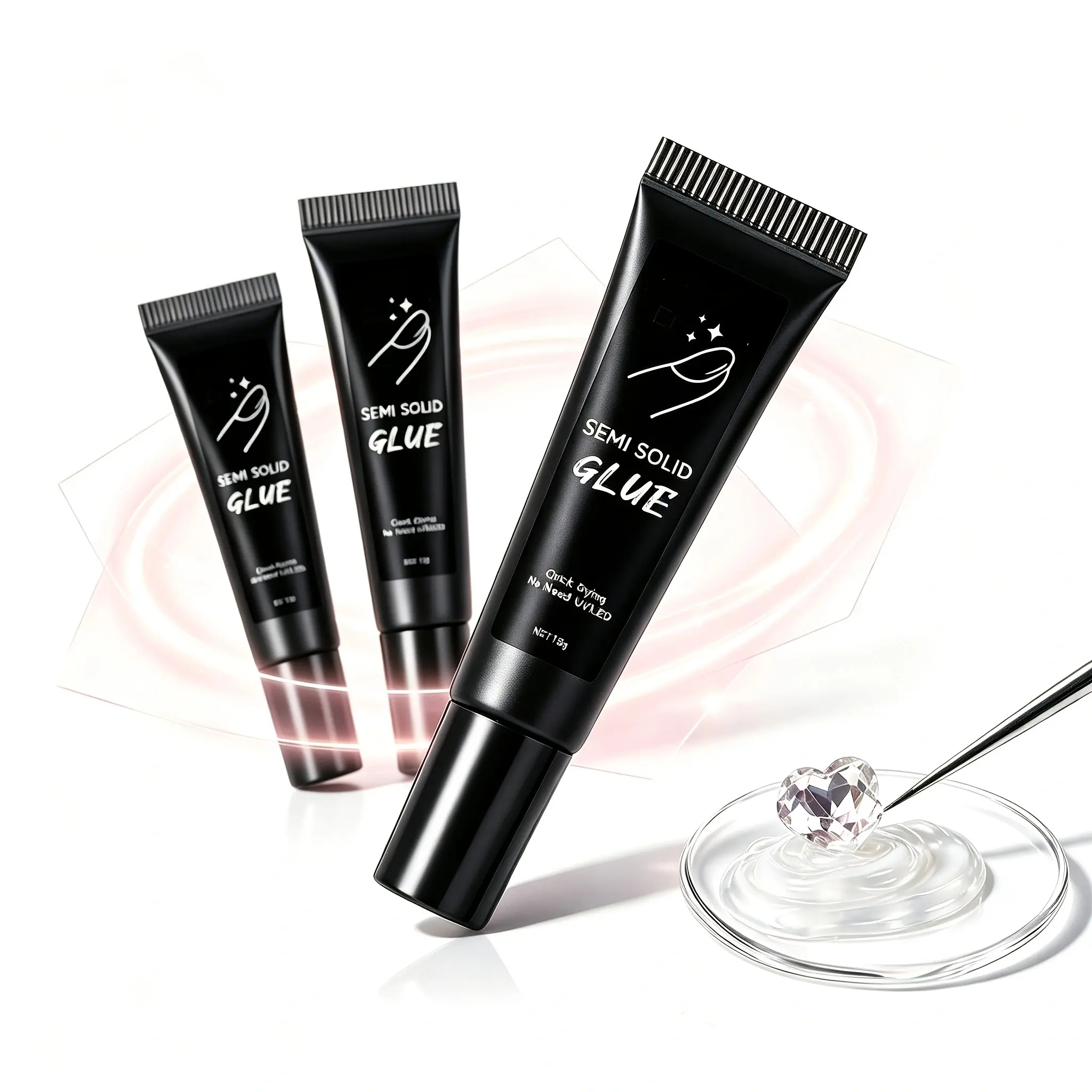 1PCS Semi-Solid Adhesive for Press On Nails, Strong Long-Lasting Quick-Drying Tip Glue, Precise Squeeze Tube Nail Art Supply for Home & Party Use