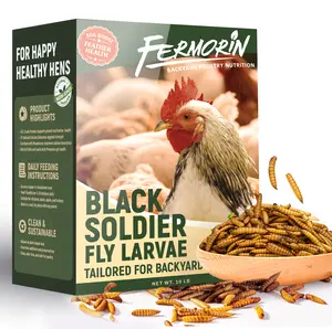 Fermorin 1/ 5/ 10 lbs Dried Black Soldier Fly Larvae for Chickens, High Protein Chicken Feed with More Calcium Than Mealworms, Non-GMO Natural BSFL Treats for Laying Hens, Ducks, Quail, Birds & Reptiles