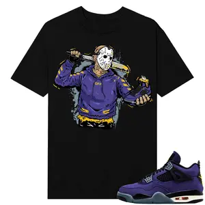 Unisex T-shirt To Match Sneakers Jordan 4 Purple and Gold Sportswear - Jason Cop. 100% Cotton for Casual Wear. Comfortable Summer Unisex T-Shirt to match Jordan Sneaker. Streetwear Style. urban outfitters Los Angeles Basketball Style