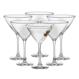 Libbey Vina Glassware Set, Classic, Triangular Martini Glasses Set of 6 for Martinis, Cocktails, Clear Cosmopolitan Glasses for Parties, Weddings