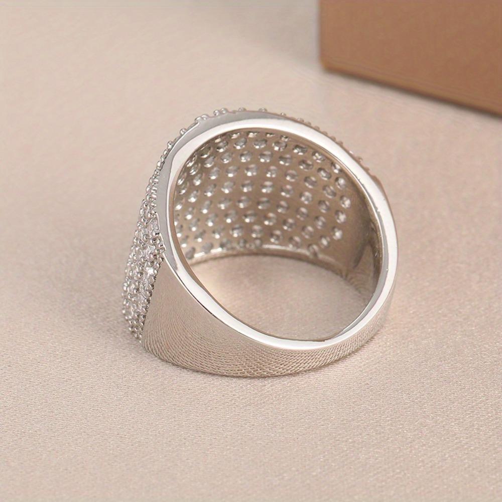 1 Piece Women's Wide Band Statement Ring with Dazzling Synthetic Zirconia Suitable for Proposal Engagement Wedding Daily Party Valentine's Day Christmas Unisex Fashion Accessory
