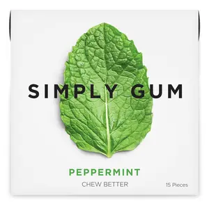 SIMPLY Gum Natural Chewing Gum – Plastic-Free, Vegan, Non-GMO – 15 Pieces – Peppermint & Grapefruit Pear