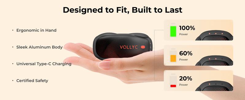 [Game Day Essentials]VOLLYC 2-Pack Hand Warmers Electric Magnetic Rechargeable, 12H Long-Lasting, Portable & Convenient Heater with 3 Heat Modes for Game Day, Hunting, Super Bowl, Hiking, Workdays. Ultra Slim Pocket Camping Accessories