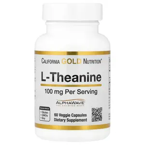 California Gold Nutrition L-Theanine, Featuring AlphaWave®, 100 mg, 60 Veggie Capsules