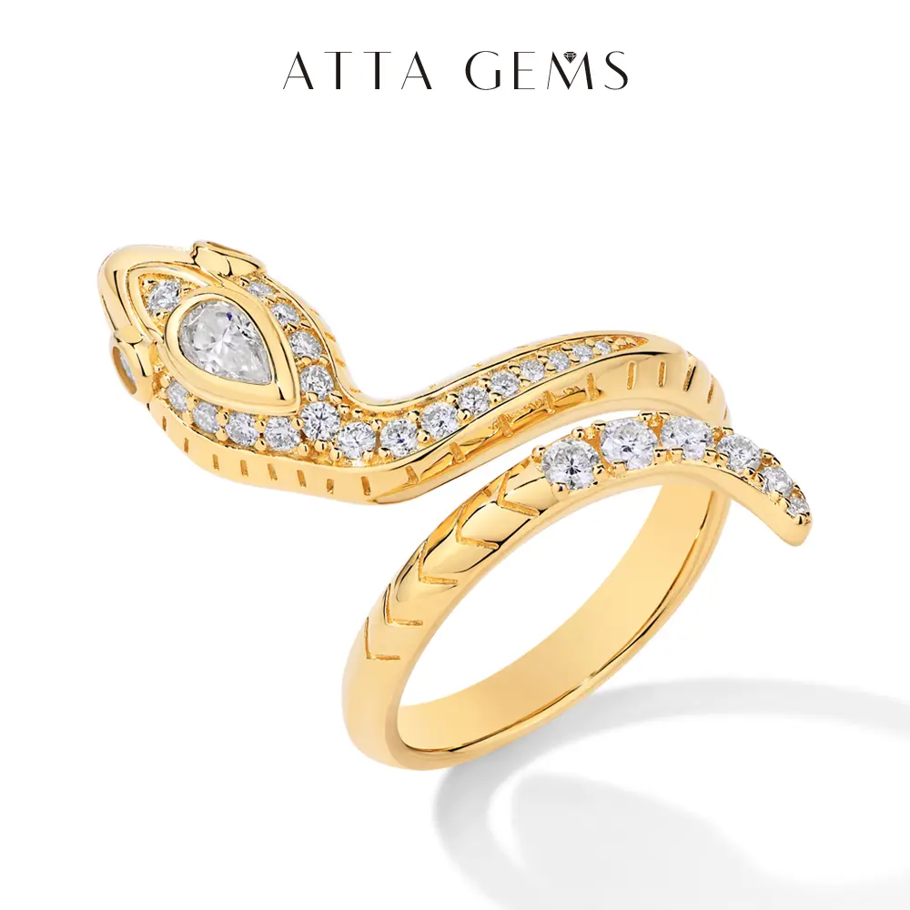 All-Synthetic Moissanite Snake Ring, Vintage Unique Rings, Unisex Statement Artificial Gemstone Jewelry, Ideal Anniversary Gift, R102, Statement Ring summerwins