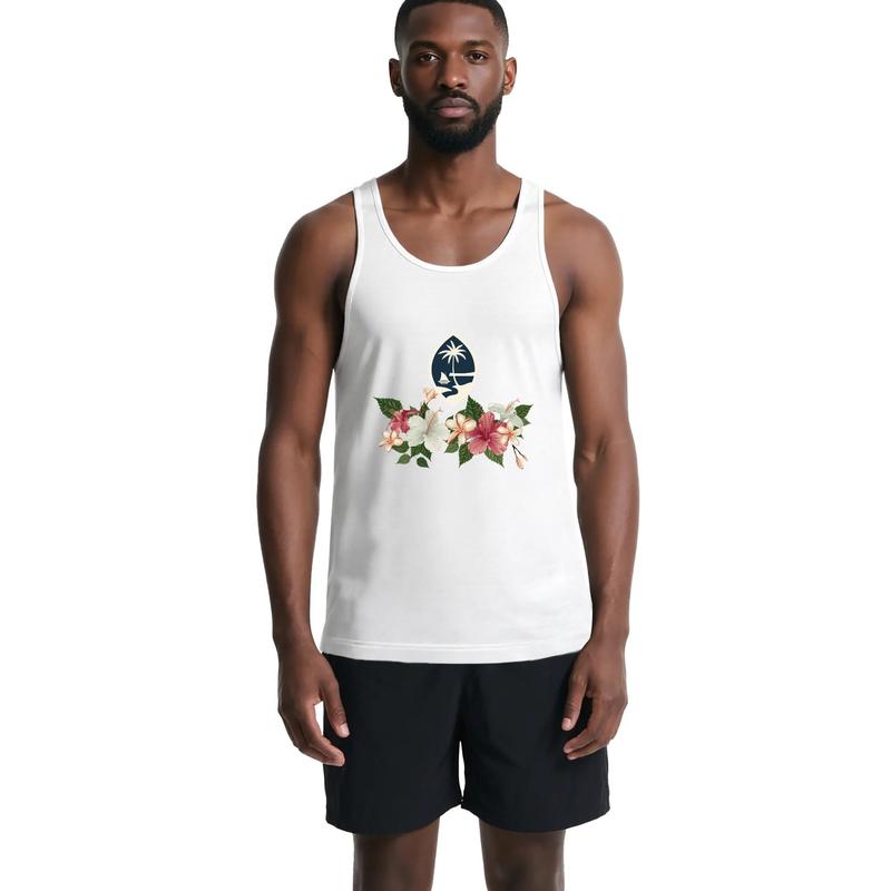 Hawaiian Floral Graphic Tank - Unisex Cotton Tropical Top Hawaiian Floral Graphic Tank - Unisex Cotton Tropical Top