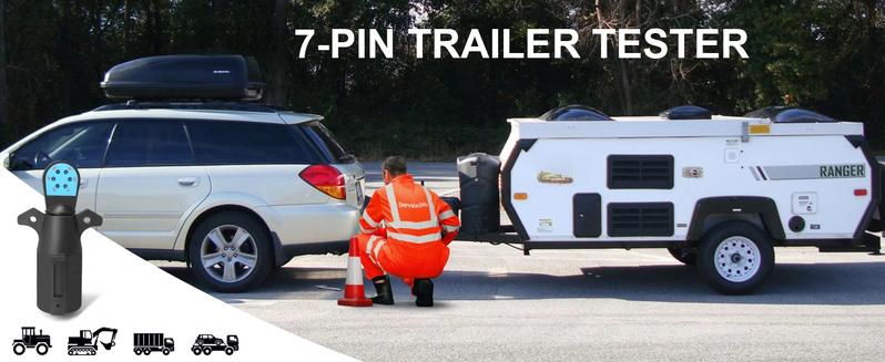 DIBMS 7 Pin Trailer Plug Tester, 7 Way Wiring Tester for RV, Round Trailer Light Tester for Truck, Pickup, Towing, Tow Wire Brake Blade 12V Connector