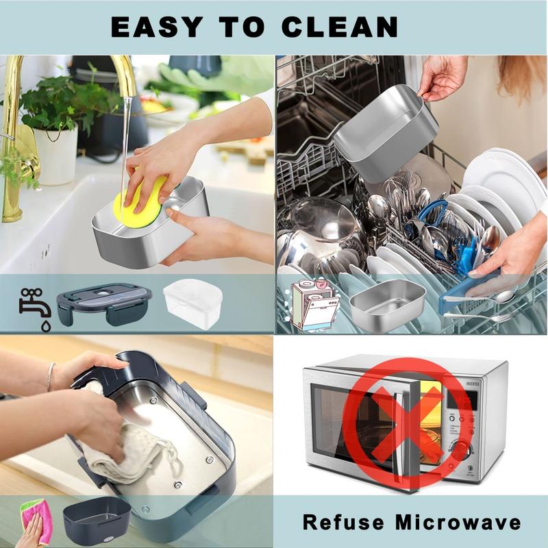 Black Square Digital Display Electric Lunch Box 80W High Power 1.8L Food Grade Stainless Steel Multi Voltage 12V24V110V Portable Sealed for Car Office Outdoor Picnic Camping