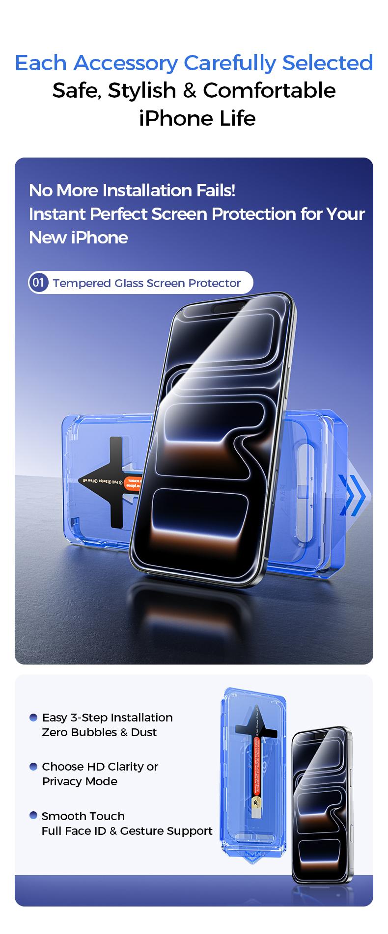 MAGIC JOHN Accessory Gift Set for iPhone 17 / Air / Pro / Pro Max — Includes HD & Privacy Screen Protector, Camera Cover Stand Case, and 45W Fast Charger